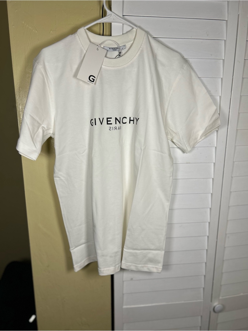 Givenchy White Short-Sleeve Logo Tee with Black Print